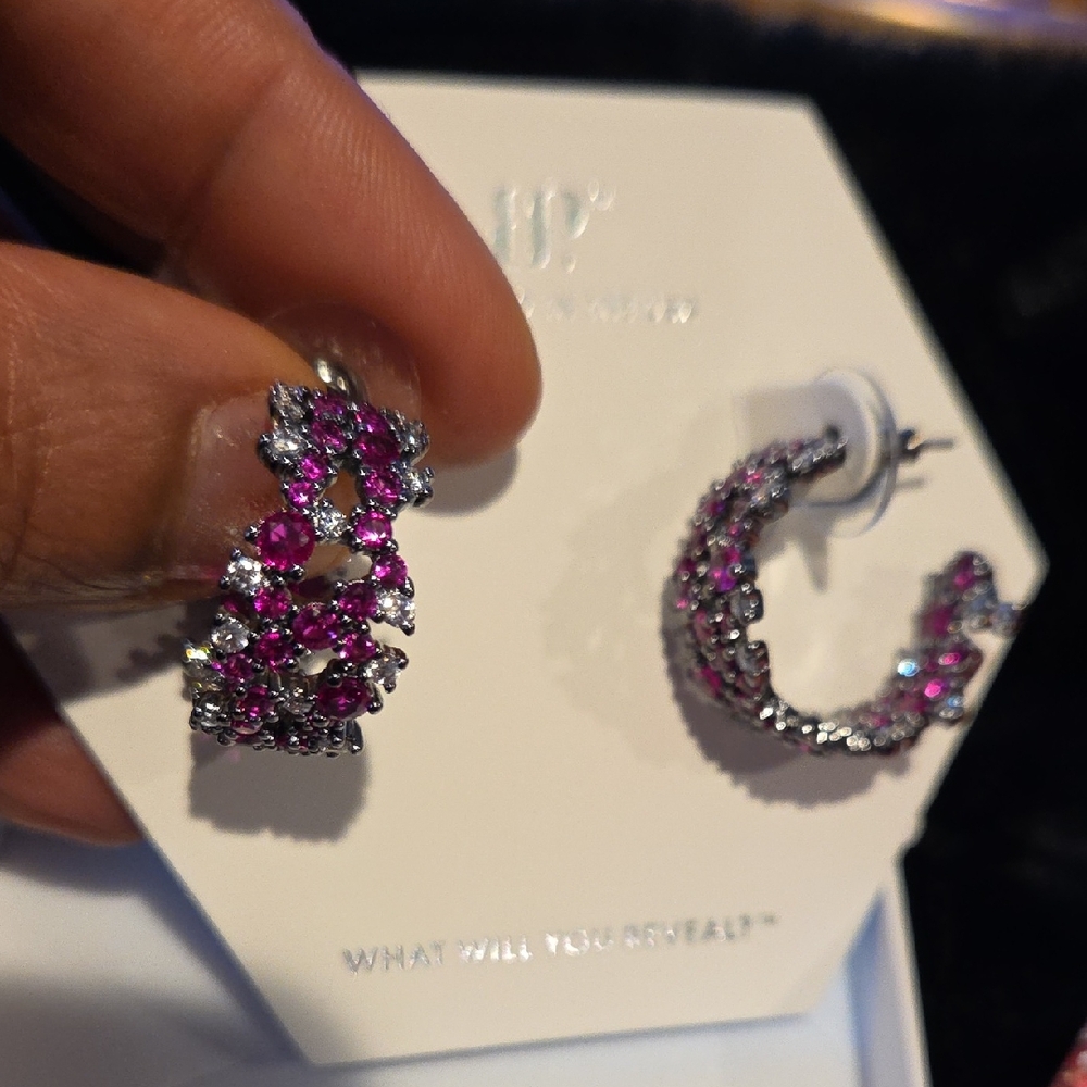 Dazzling Lab Ruby and Hematite CZ Earrings